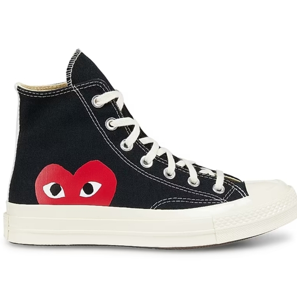 🌸Converse X Comme Des Garcon Black High-Top Sneakers with Red Heart 11